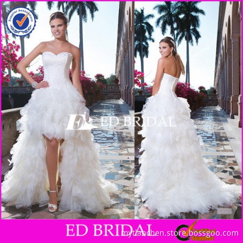 CE1266 New Sweetheart Appliques Lace Puffy Skirt High Low Lace Wedding Dresses